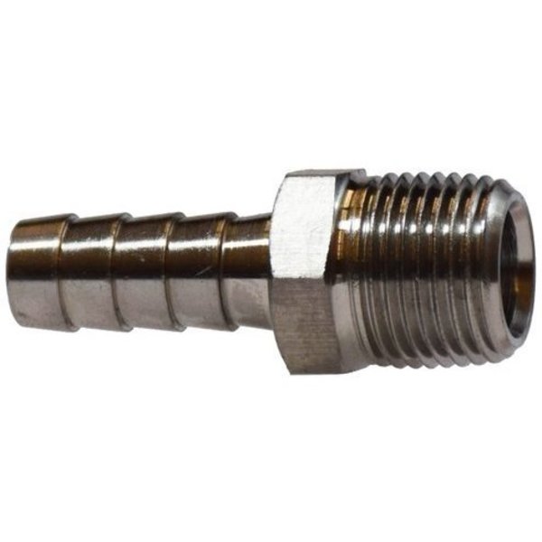 Midland Metal HosetoPipe Adapter, Rigid, Adapter, 14 x 38 Nominal, Barb x MIP, 150 psi, 40 to 160 deg F, 316 32006SS